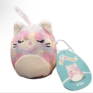 Squishmallows Erika the Cat 4-inch ornament plush.
